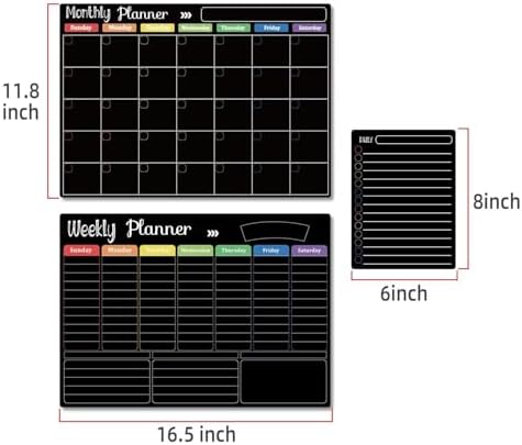Hivillexun Magnetic Black Dry Erase Calendar White Board Set - Image 4