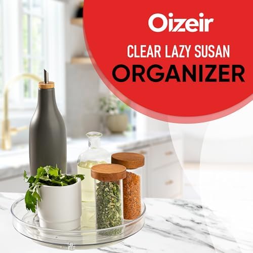 Oizeir Clear Lazy Susan Turntable Organizer 9 Inch Acrylic Rotating Storage - Image 2