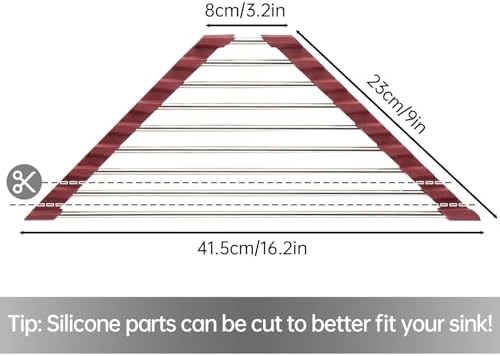 Tomorotec Triangle Roll Up Dish Drying Rack 304 Stainless Steel Wine Red - Image 4
