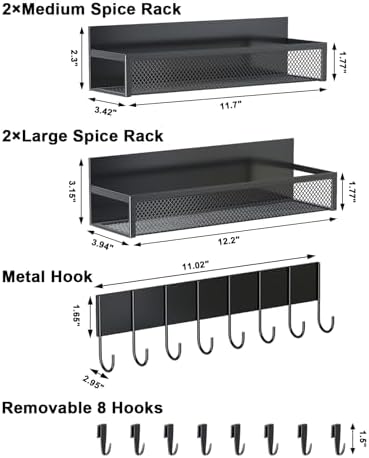 Aufworld Magnetic Spice Rack for Refrigerator, 5 Pack Magnetic Shelf, Moveable - Image 2