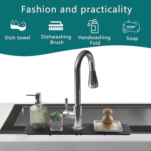 Water Absorbing Stone Kitchen Sink Mat Faucet Splash Guard - Image 4