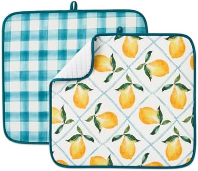 FRESHMINT Dish Drying Mats 2 Pack, Farmhouse Lemon by FRESHMINT