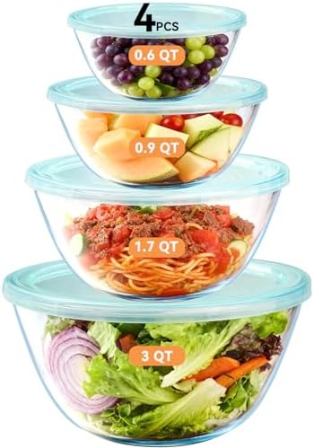 YUANYE 4 Pack Glass Mixing Bowls by YUANYE
