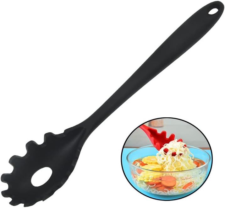 Spaghetti Spoon Pasta Fork, Silicone Pasta Fork, 11.2 inch Spaghetti Strainer by JXJYZLN