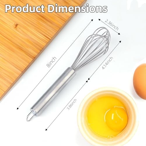 Stainless Steel Small Whisk for Cooking, 8 inches - Image 2