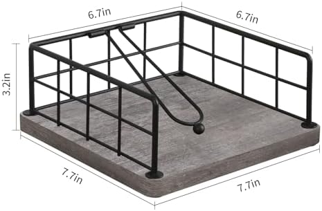 YINMIT Flat Napkin Holder for Table Wood, Rustic Metal Square Napkin Holder - Image 4