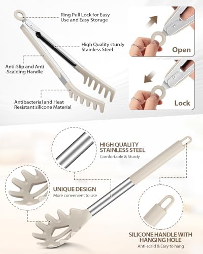 Silicone Spaghetti Spoon and Pasta Tong, Server Fork - Image 3