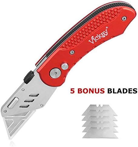 Vickay Folding Utility Knife, Heavy Duty Box Cutter, Razor Knife-Red - Image 6