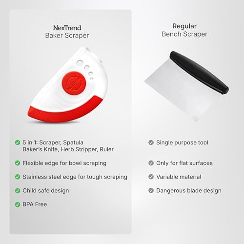 NexTrend red 5-in-1 flexible dough and bowl scraper - Image 5