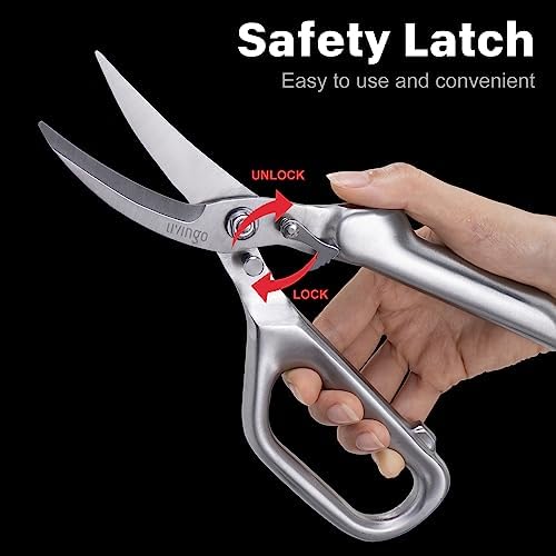 LIVINGO Kitchen Scissors Heavy Duty Utility Poultry Shears Stainless Steel - Image 4