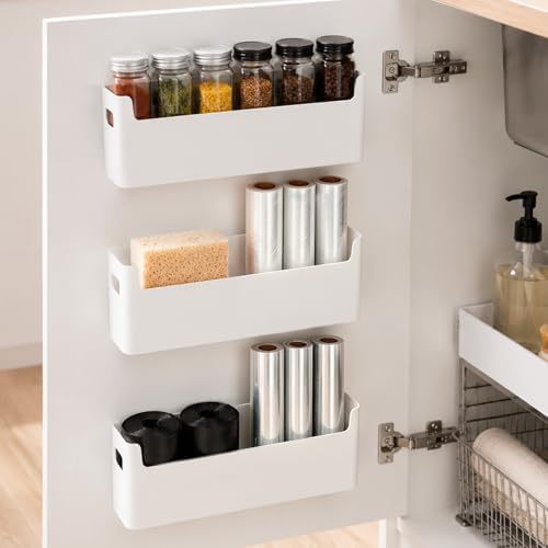 3 Pcs Kitchen Cabinet Door Organizer, Adhesive Mount Inside Cabinet Door Storage by Unknown