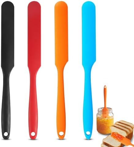 4 Pcs Silicone Jar Spatula Set, Long Handle Heat Resistant Skinny Spatulas by Unknown