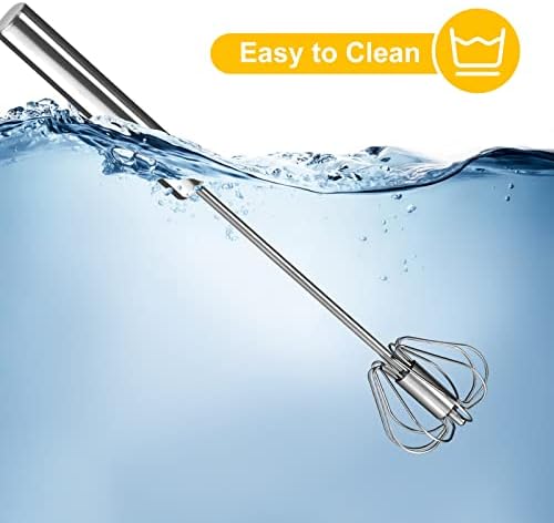 Egg Beater, Hand Easy Whisk Stainless Steel Hand Push Egg Beater Manual Mixer - Image 4