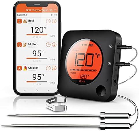 BFOUR Meat Thermometer Wireless Bluetooth, LCD Digital Meat Thermometer by BFOUR