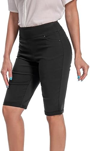 Jenna Rose Women's Stretch Bermuda Shorts – 5-Pocket, Cuffed Hem, Mid-Length by Unknown
