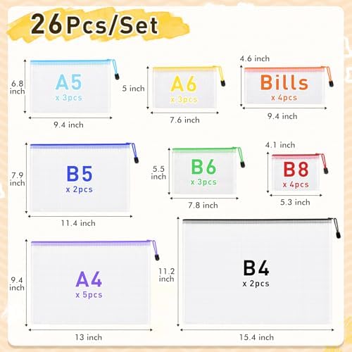 26pcs Mesh Zipper Pouch Bags, 8 Sizes Zippered Storage Bags - Image 2