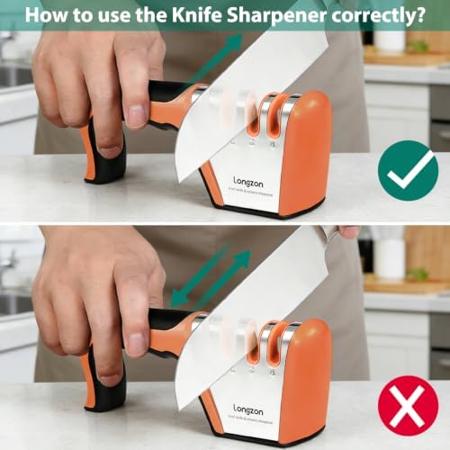 Longzon 5-in-1 Knife Sharpener 4 Stage and Cut-Resistant Glove - Image 4