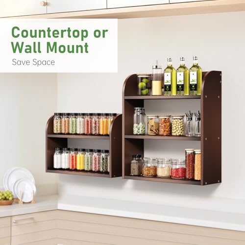 ROMGUAR CRAFT 2 Tier Bamboo Spice Rack, Countertop or Wall Mounting - Image 4