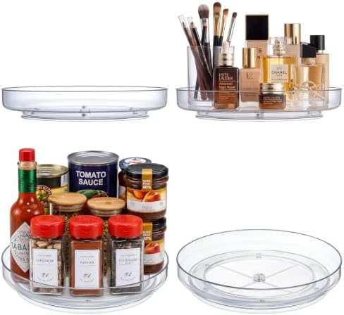 4 Pack 9 Inch Clear Acrylic Lazy Susan 360° Turntable Organizer Spice Rack by MakeLifeBetterEasier