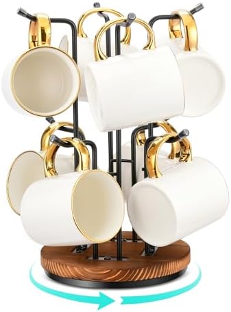 HULISEN 360° Rotating Mug Tree, Coffee Mug Holder by HULISEN