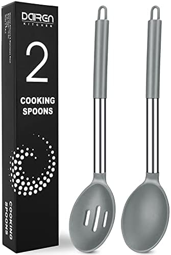 Pack of 2 Large Silicone Cooking Spoons, BPA Free Kitchen Scoops by DaiRenKitchen