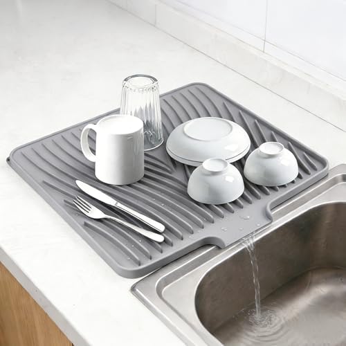 Silicone Dish Drying Mat for Kitchen Counter by LKYLIVE