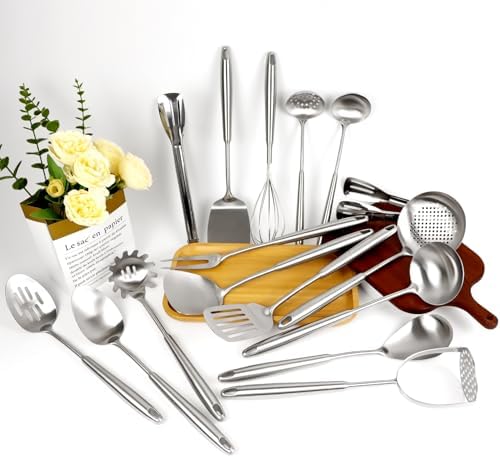 304 Stainless Steel Cooking Utensils Set, Metal Kitchen Utensils Set Include - Image 4
