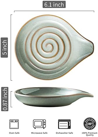 LAUCHUH Spoon Rest for Kitchen Counter, Ceramic Spoon Holder for Stove Top - Image 2