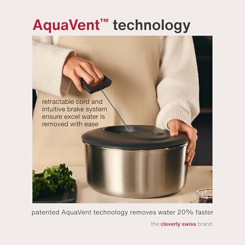 Zyliss Easy Spin Salad Spinner, 4–6 Servings, Stainless Steel - Image 3