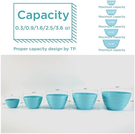TP Mixing Bowls with Lids, 10-Piece Nesting Melamine Bowls Set - Image 7
