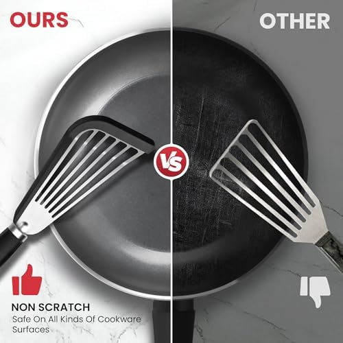 Fish Spatula Set of 2, 600ºF Heat Resistant Fish Spatula Silicone - Image 5