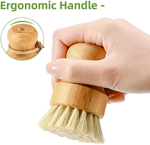 SUBEKYU Bamboo Dish Scrub Brush, Produce Brush, 3 Pack - Image 5