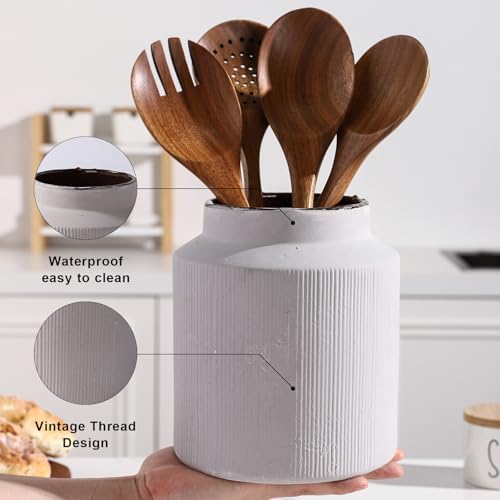 Farmhouse Ceramic Farmhouse Kitchen Utensil Holder - Image 3