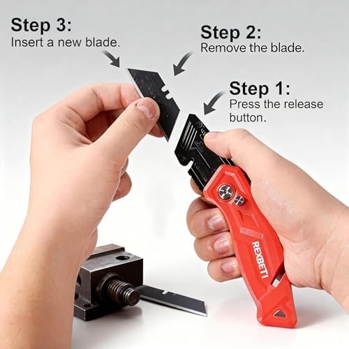 REXBETI 12-Pack Folding Pocket Utility Knife, SK2 Box Cutter, 32 Blades - Image 4