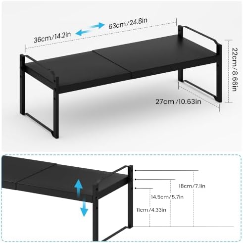 Cawukege 2 Pack Expandable Cabinet Organizer Shelf, Metal Countertop Storage - Image 2