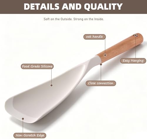 Cooking Spoon for Nonstick Cookwares, Wood Handle Spoon for Stirring - Image 3