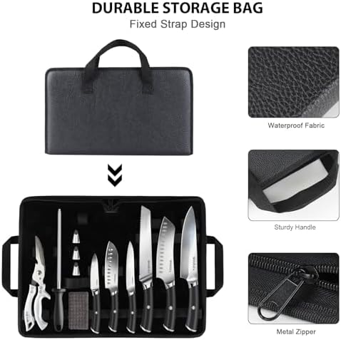 MOSFiATA Chef Knife Sets with Carry case Bag, 19 Pieces Professional Knife Set - Image 3