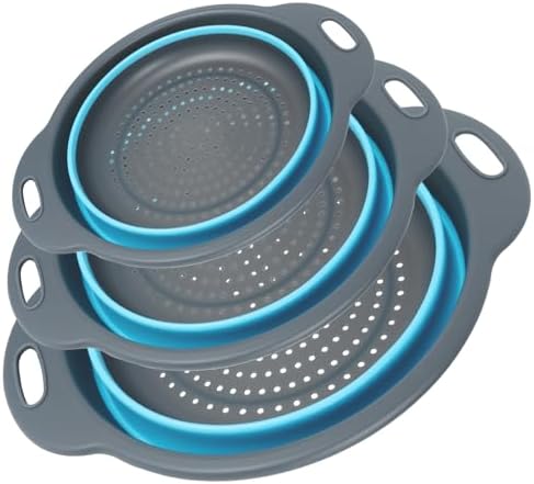 Collapsible Colander 3-Pack Set Space-Saving Foldable Kitchen Strainer by FocusOnReliability