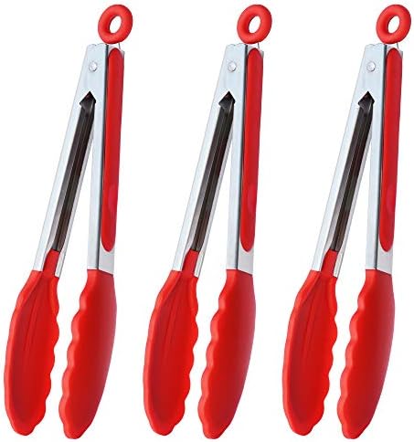 HINMAY Silicone Cooking Tongs 9-Inch Serving Tongs by HINMAY