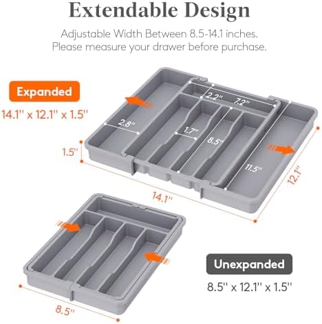 Lifewit Expandable Silverware Drawer Organizer, Kitchen Utensil Tray - Image 2