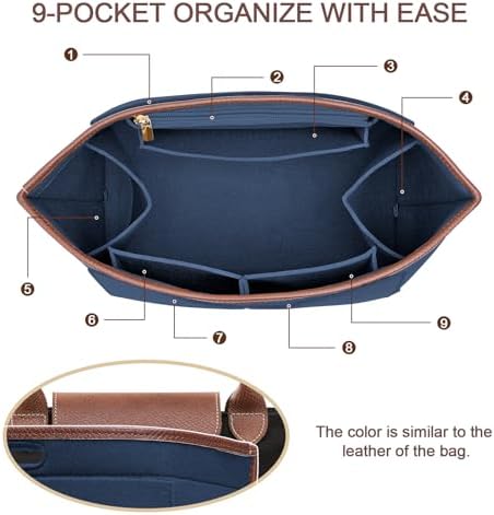 Felt Purse Organizer Insert for Longchamp Le Pliage M Bag Handbag Leather edge - Image 4