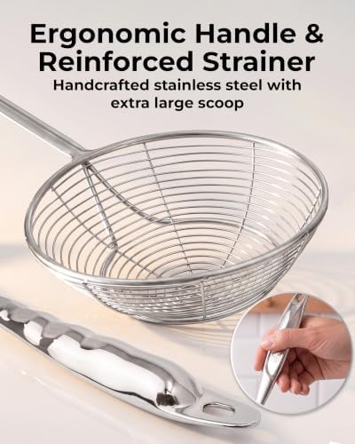 Zulay Kitchen Stainless Steel Skimmer Strainer Ladle - Image 6