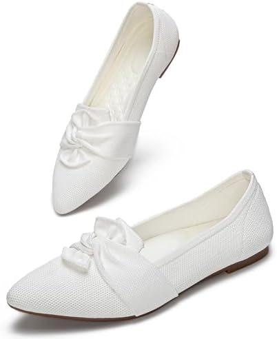HONHOLD Women's Pointed Toe Flats Breathable Knit Ballet Flats by Honhold