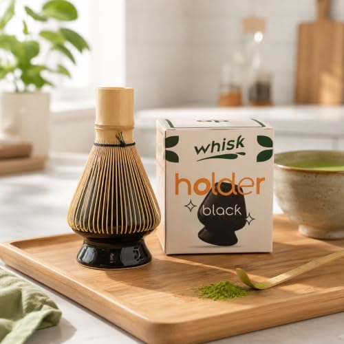 Aprika Life Matcha Whisk Holder Black, Ceramic Chasen Stand - Image 2