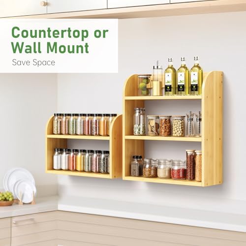 ROMGUAR CRAFT 3 Tier Bamboo Spice Rack Countertop or Wall Mounting - Image 4