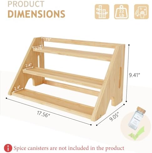 Bamboo Spice Rack Organizer -3-Tier Spice Rack - Image 2