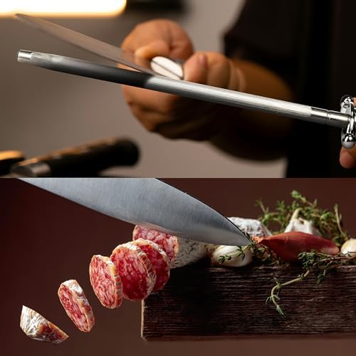 Knife Sharpener Rod, 13 Inch Carbon Steel Honing Rod - Image 4