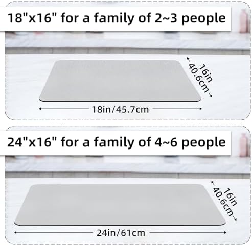 LOPNUR Large Dish Drying Mat for Kitchen Counter, Light Grey - Image 4