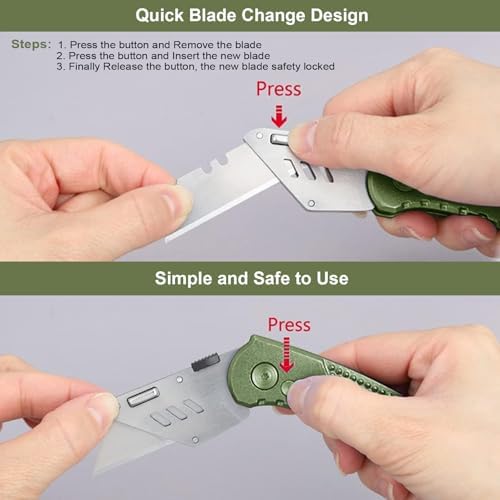 Vickay Folding Utility Knife, Heavy Duty Box Cutter, Razor Knife-OliveGreen - Image 5