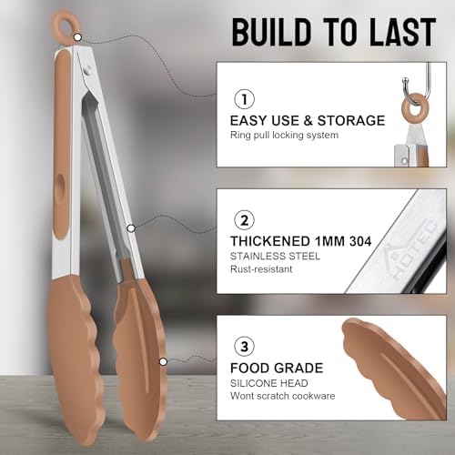 HOTEC Stainless Steel Kitchen Tongs - Image 3